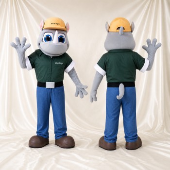 Rhino Worker Mascot Costume Full Body for Adults School Events