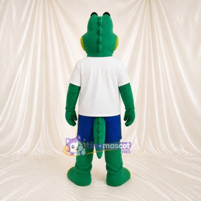 White Shirt Alligator Mascot Costume Full Body for Adults Sports Events