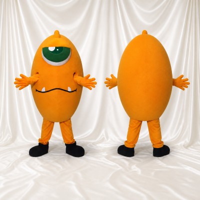 Orange Alien Mascot Costume Full Body for Adults School Events