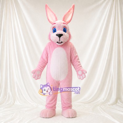Pink Soft Long Rabbit Mascot Costume Full Body for Adults School Events