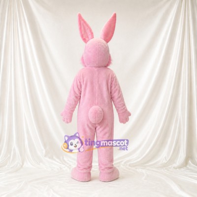 Pink Soft Long Rabbit Mascot Costume Full Body for Adults School Events