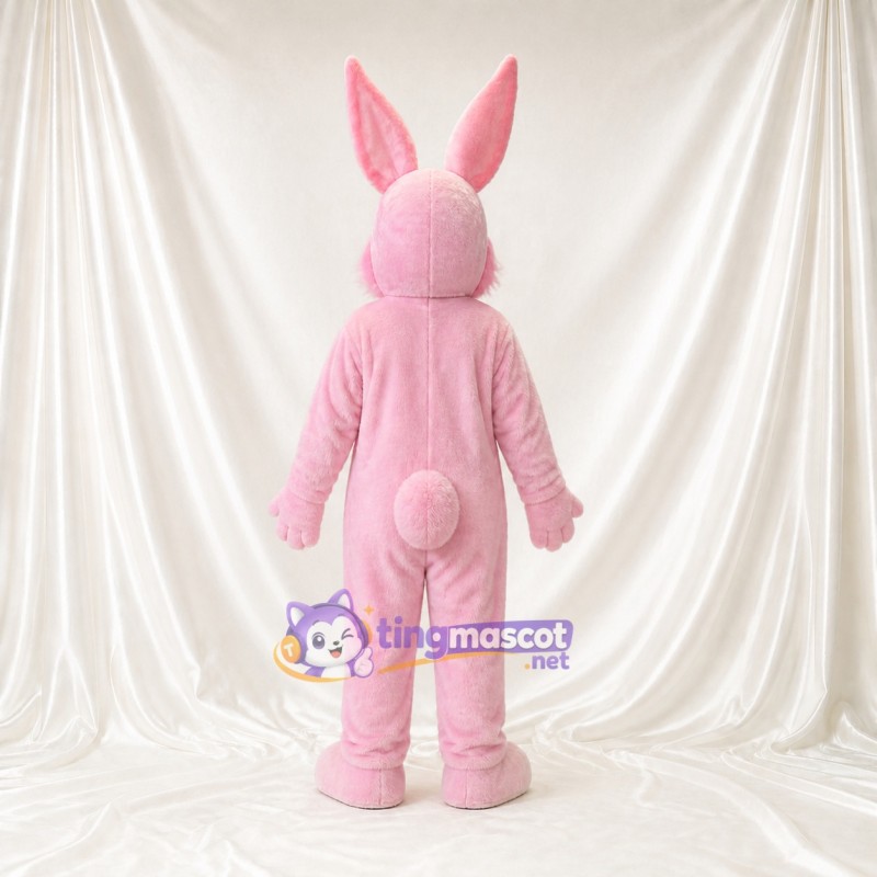 Pink Soft Long Rabbit Mascot Costume Full Body for Adults School Events