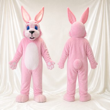 Lapin long doux rose Costume de mascotte intégral pour adultes Événements scolaires