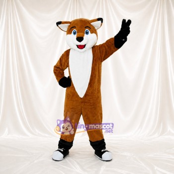 Brown White Belly Fox Mascot Costume Full Body for Adults School Events