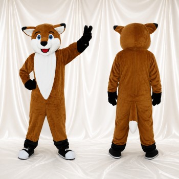 Brown White Belly Fox Mascot Costume Full Body for Adults School Events