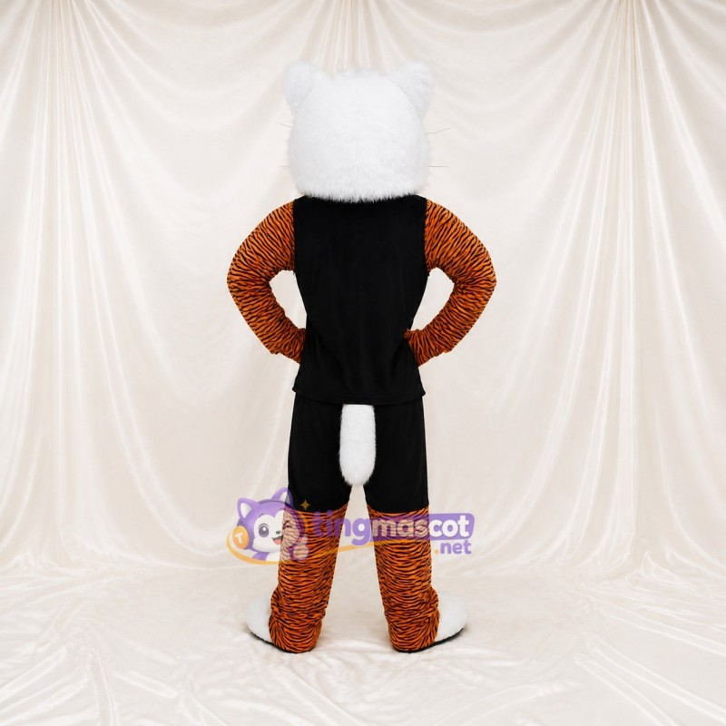 Black Athletic Tiger Mascot Costume Full Body for Adults Sports Events