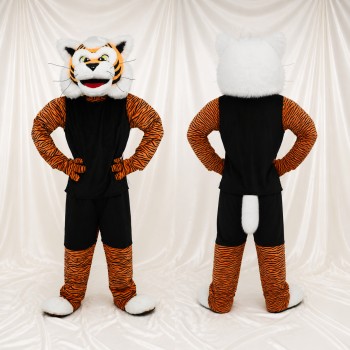 Black Athletic Tiger Mascot Costume Full Body for Adults Sports Events