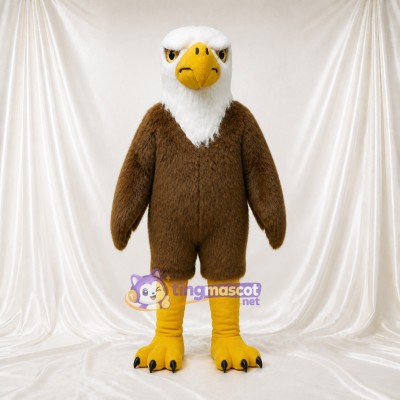 Braun Weiß Gefiederter Weißkopfseeadler Maskottchenkostüm Ganzkörper für Erwachsene Sportveranstaltungen
