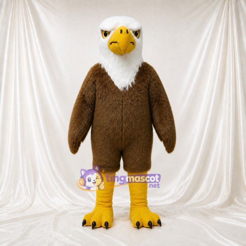 Braun Weiß Gefiederter Weißkopfseeadler Maskottchenkostüm Ganzkörper für Erwachsene Sportveranstaltungen