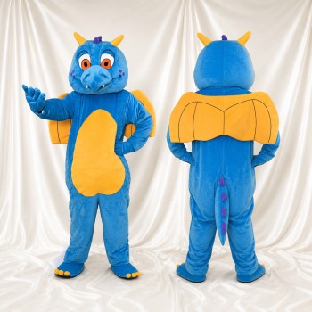 Blue Dragon Mascot Costume Full Body for Adults School Events