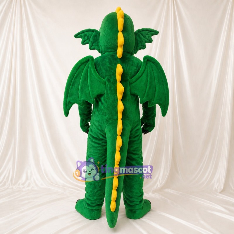 Broad Green Dragon Mascot Costume Full Body for Adults School Events