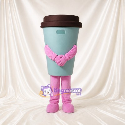 Light Blue Coffee Cup Mascot Costume Full Body for Adults Food Events