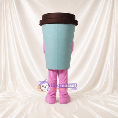 Light Blue Coffee Cup Mascot Costume Full Body for Adults Food Events