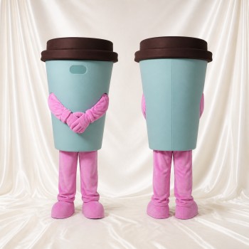 Hellblaue Kaffeetasse Maskottchenkostüm Ganzkörper für Erwachsene Gastronomieveranstaltungen