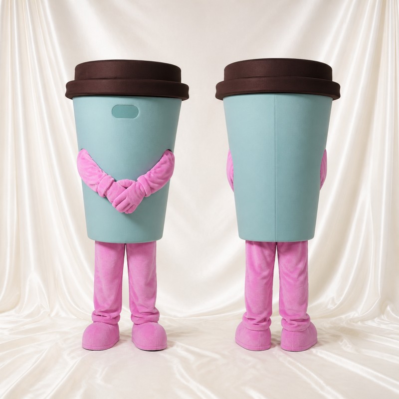 Light Blue Coffee Cup Mascot Costume Full Body for Adults Food Events