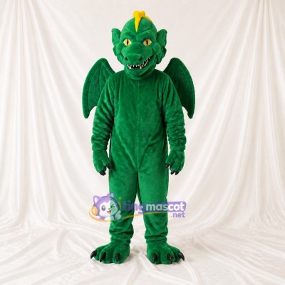 Green Broad Green Dragon Mascot Costume Full Body for Adults School Events