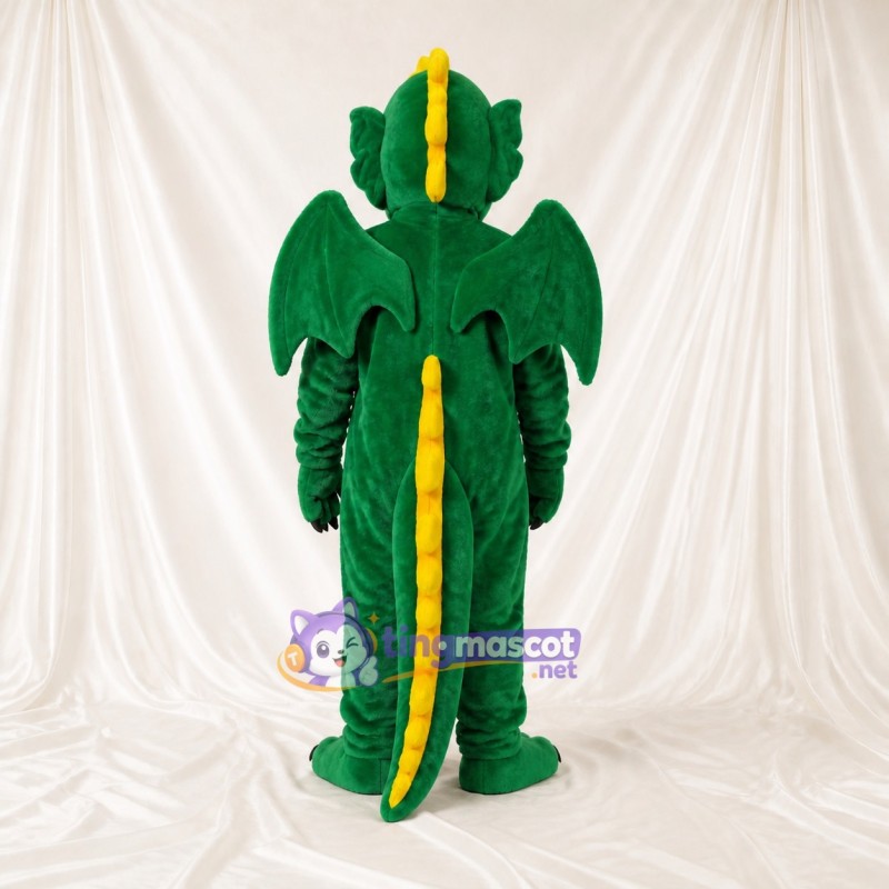 Green Broad Green Dragon Mascot Costume Full Body for Adults School Events
