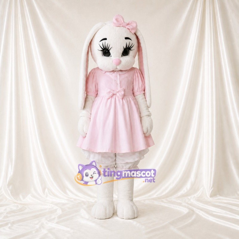 Costume de mascotte lapine blanche dame intégral pour adultes – événements de scène