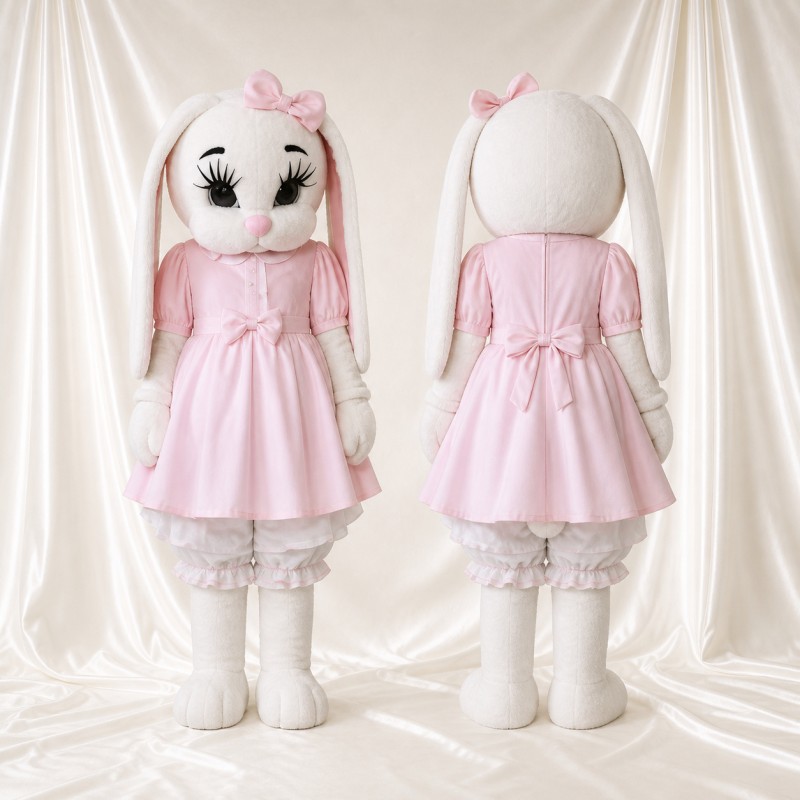 Costume de mascotte lapine blanche dame intégral pour adultes – événements de scène