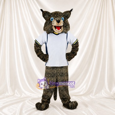 White Shirt Leopard Mascot Costume Full Body for Adults Sports Events