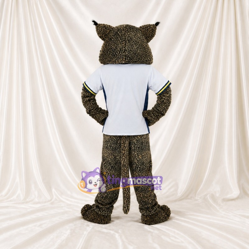 White Shirt Leopard Mascot Costume Full Body for Adults Sports Events