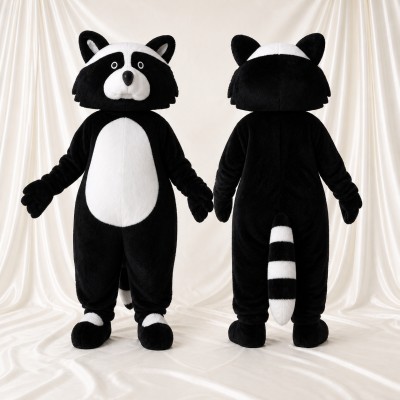 Black Raccoon Mascot Costume Full Body for Adults School Events