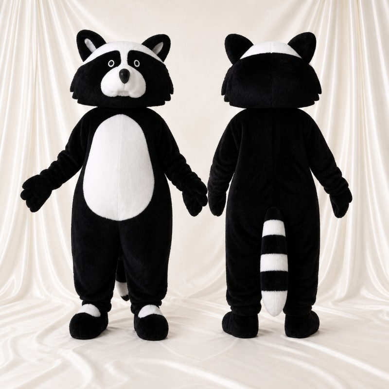 Black Raccoon Mascot Costume Full Body for Adults School Events