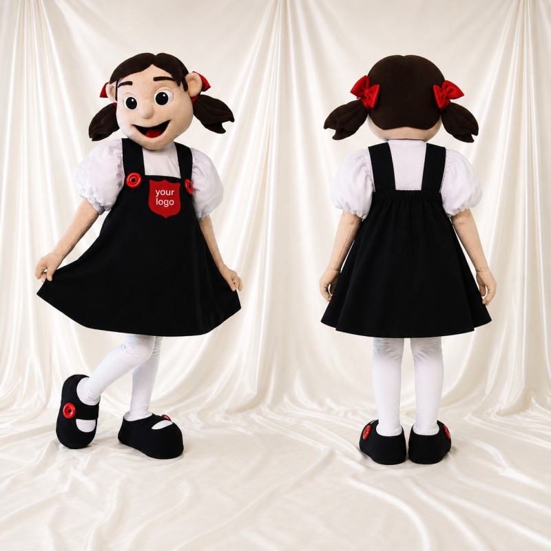 Black Young Girl Mascot Costume Full Body for Adults School Events