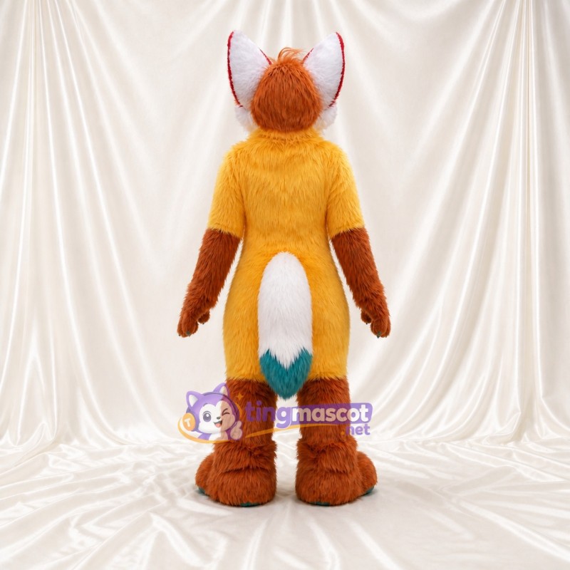 Orange White Belly Fox Mascot Costume Full Body for Adults School Events