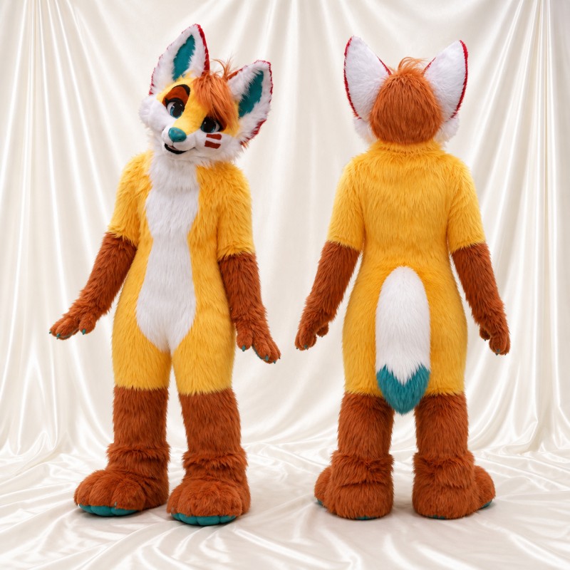 Orange White Belly Fox Mascot Costume Full Body for Adults School Events