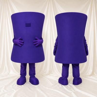 Purple Rectangle Character Mascot Costume Full Body for Adults Trade Shows