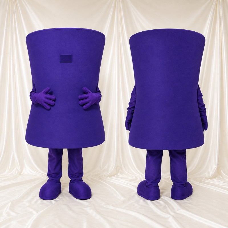 Purple Rectangle Character Mascot Costume Full Body for Adults Trade Shows