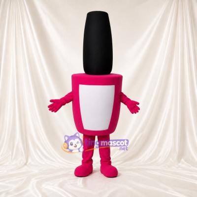 Pink Tall Black Lipstick Mascot Costume Full Body for Adults Promotions