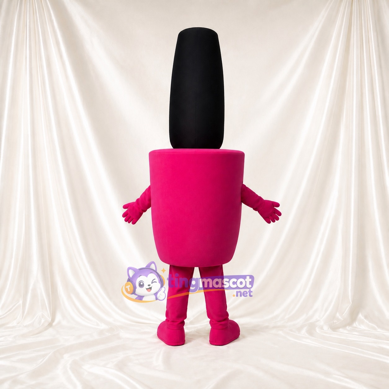 Pink Tall Black Lipstick Mascot Costume Full Body for Adults Promotions Pink Tall Black Lipstick Mascot Costume Full Body for Adults Promotions
