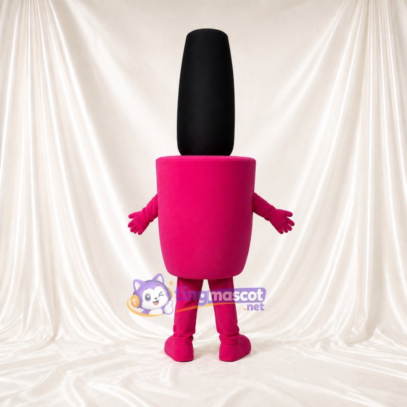 Pink Tall Black Lipstick Mascot Costume Full Body for Adults Promotions