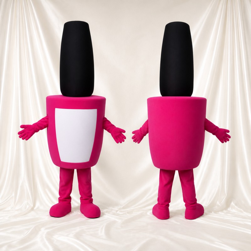 Pink Tall Black Lipstick Mascot Costume Full Body for Adults Promotions
