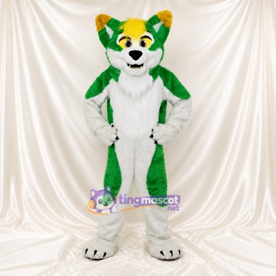 Green Fox Mascot Costume Full Body for Adults Sports Events