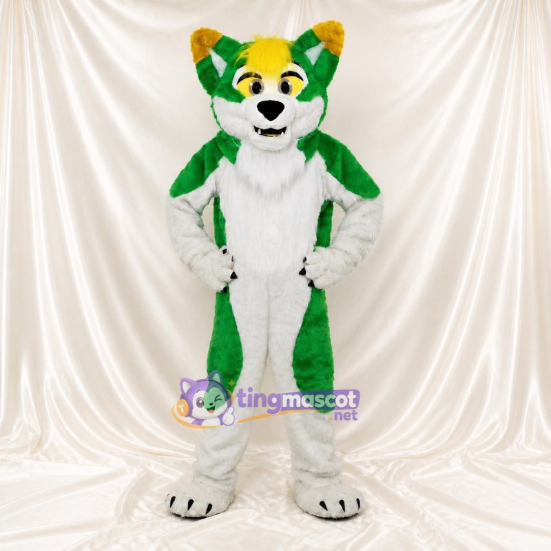 Green Fox Mascot Costume Full Body for Adults Sports Events