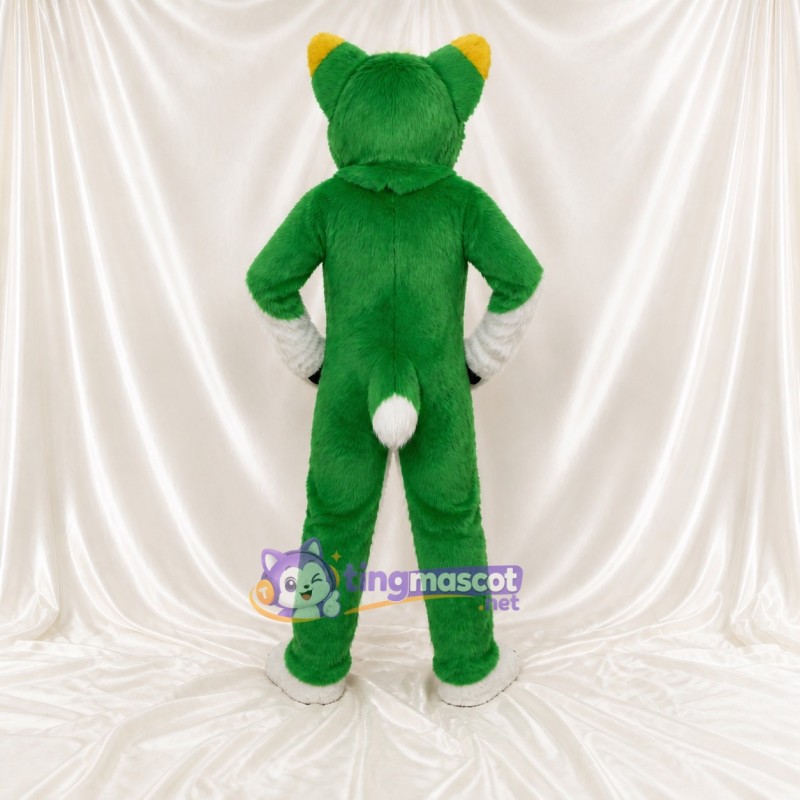 Green Fox Mascot Costume Full Body for Adults Sports Events