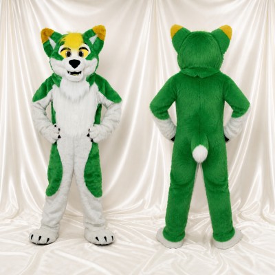 Green Fox Mascot Costume Full Body for Adults Sports Events