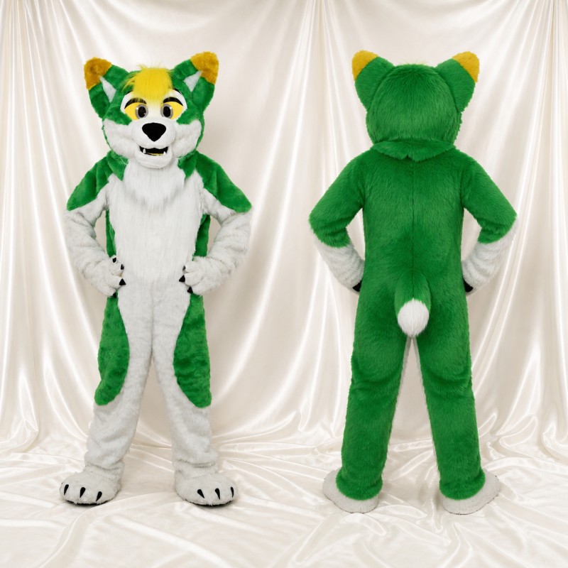 Green Fox Mascot Costume Full Body for Adults Sports Events