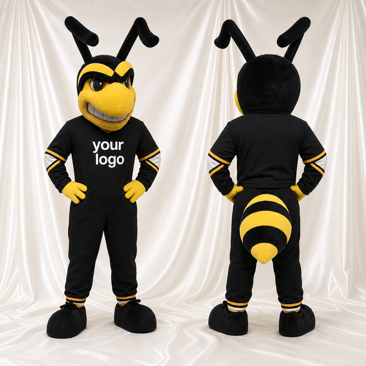 Black Bee Mascot Costume Full Body for Adults School Events Black Bee Mascot Costume Full Body for Adults School Events