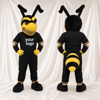 Black Bee Mascot Costume Full Body for Adults School Events