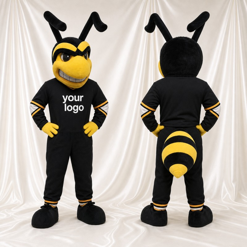 Black Bee Mascot Costume Full Body for Adults School Events