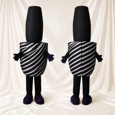 Striped Cosmetic Lipstick Mascot Costume Full Body for Adults Promotions