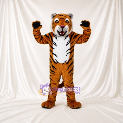 Orange Bold Black Tiger Mascot Costume Full Body for Adults Sports Events
