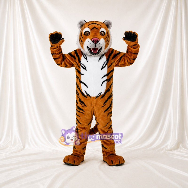 Orange Bold Black Tiger Mascot Costume Full Body for Adults Sports Events