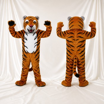 Orange Bold Black Tiger Mascot Costume Full Body for Adults Sports Events
