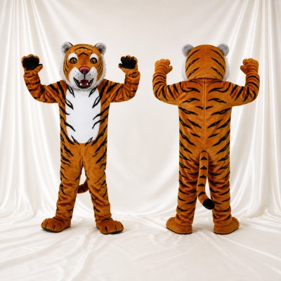 Orange Bold Black Tiger Mascot Costume Full Body for Adults Sports Events