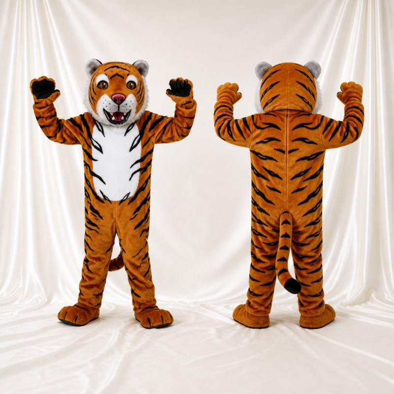 Orange Bold Black Tiger Mascot Costume Full Body for Adults Sports Events